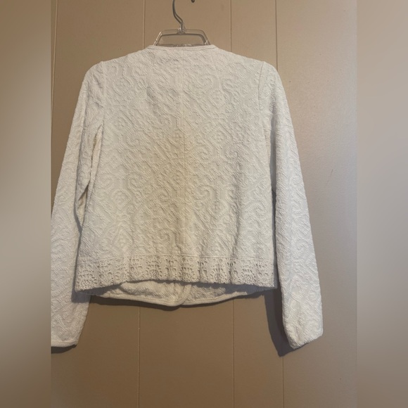 ANTHROPOLOGIE | Moth | W Small White quilted Jacquard Crochet lady Jacket boho - Picture 6 of 12